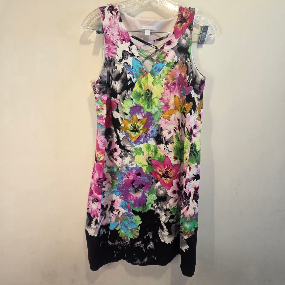 Women's New York & Co Floral Dress S Multicolor Whimsicraft Art Deco Valentines